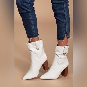 New in box, Lulus Taryne White Pointed-Toe Ankle Booties